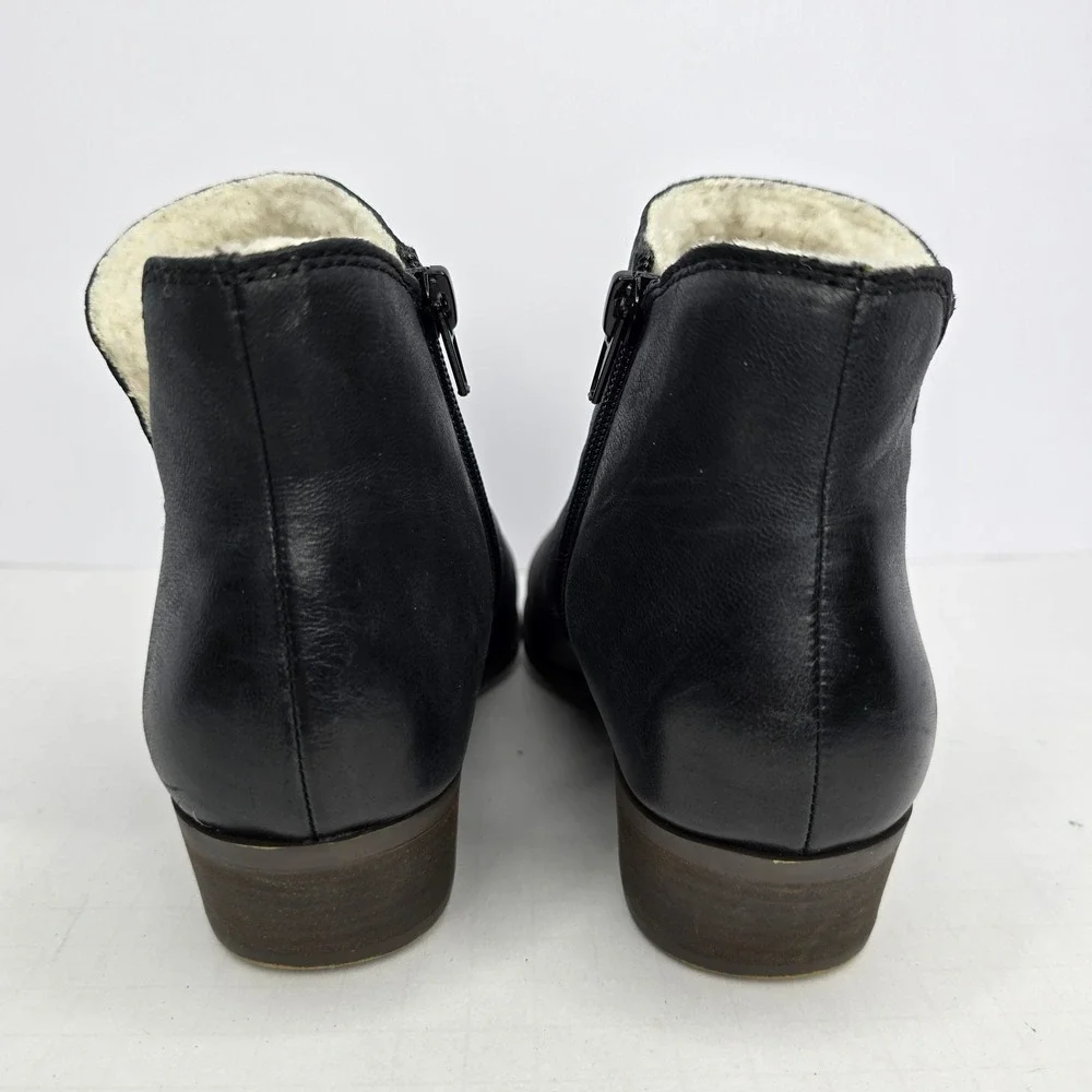 Lucky Brand Banterr2 Ankle Boots Womens Size 7.5 M Black Leather‎ Side Zip Shoes - Picture 4 of 12